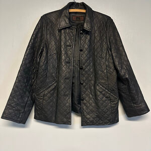 Women's SIENA Black Quilted genuine Leather Jacket Size 12 medium